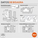 Dobradiça Cozinha para Rincon Blum 170º Pressão COM TETON