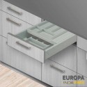 Gaveta Cozinha Porta-Talheres Duplo PVC Cinza Europa