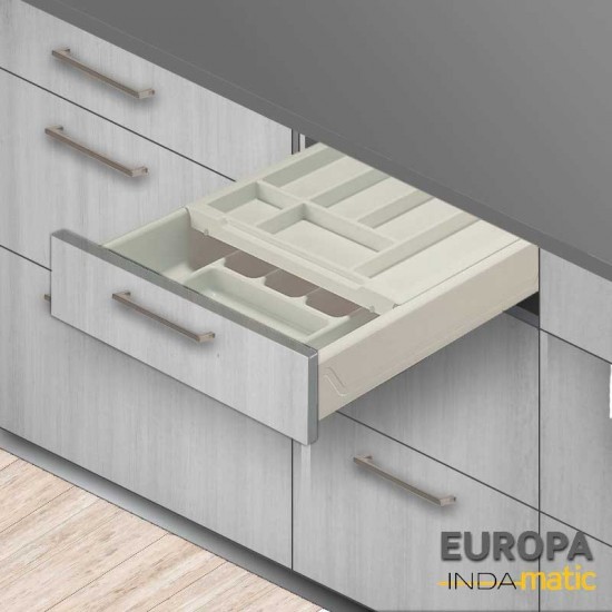 Gaveta Cozinha Porta-Talheres Duplo PVC Branco Europa