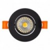 Foco Downlight LED 3 co COB Circular preto Negro55 mm Branco Quente