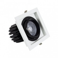 Spotlight Downlight LED 18 Co COB quadrado 125x125 mm Branco Quente