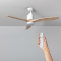 Ventilador de teto Mersin Branco Madeira 132cm Motor DC Com Luz