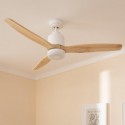 Ventilador de teto Mersin Branco Madeira 132cm Motor DC Com Luz