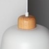 Luminária Pendente De Metal e madeira Wawak Branco