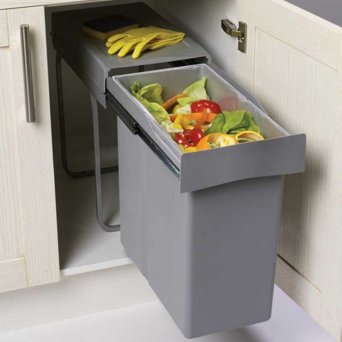Baldes do lixo e reciclagem com guias deslizantes para cozinha