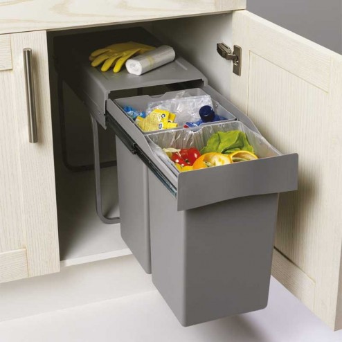 Cubos extraíveis do lixo e reciclagem para cozinha 