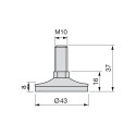 Pé Nivelador com Base Circular M10 D. 43 mm (10 pçs)