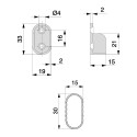 Barra para o guarda-roupa Oval de Alumínio 950x30x15 mm (2 pçs)